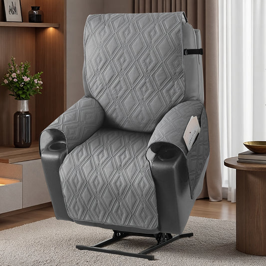 Anti-Slip White Sofa & Recliner Cover - Single Chair Size, Wear-Resistant Particle Technology, Pet-Friendly One-Piece Design, Machine Washable Polyester Fabric, Ideal for Sofas, Armchairs, Office Chairs & Sectional Couches