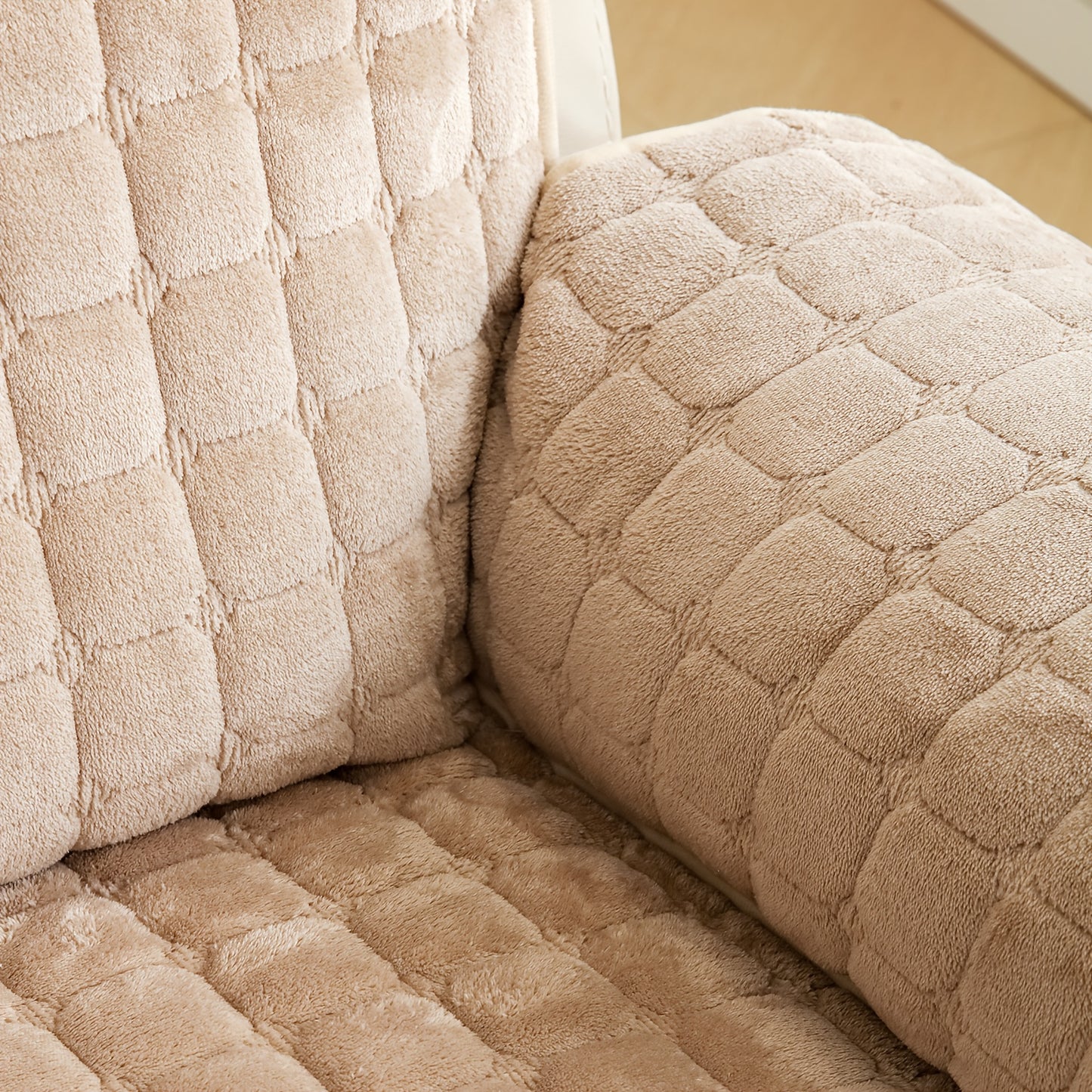 Butterfly Leaf Flannel Chivas Sofa Cover 1pc – European & American Solid Color Short Plush Single Seat Cushion, Thickened Warm Autumn/Winter Recliner Pad, Pet-Friendly Non-Slip Durable Washable Armchair Protector for Bedroom, Living Room, Office